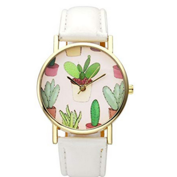 Cactus Plant White Novelty Wristwatch Watch - Picture 3 of 3